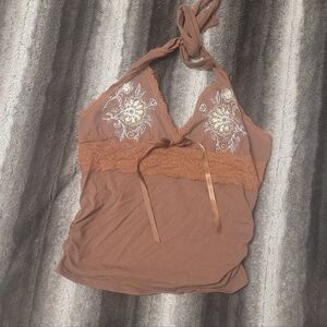 Embroidered Halter Top Size L